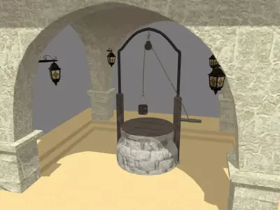 Water Well Structure Low-poly 3D model