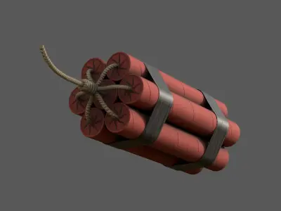 Dynamite Charge  Stylized Low Poly Explosive  Low-poly 3D model