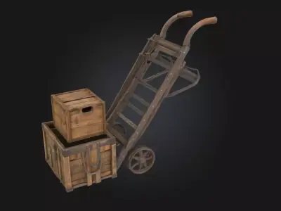 Handcart with Crates  Classic Load-Bearing Utility for Markets  3D model
