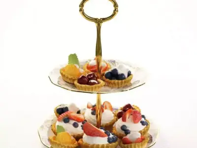 Dish   Antique Porcelain Dish With Little Fruit Cupcakes 3D model