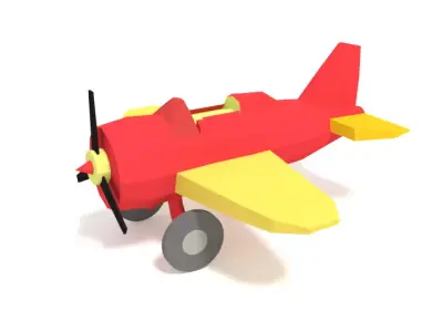 Low Poly Cartoon Airplane Toy Low-poly 3D model