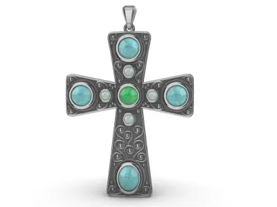 Cabochon Cross Pendant 3D print model
