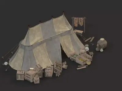 medieval market Low-poly 3D model purchase