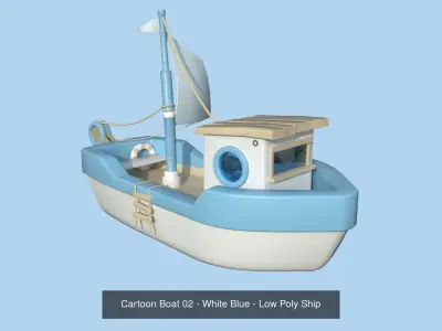 10 Cartoon Boat Collection - Low Poly Ships 3D Model Pack