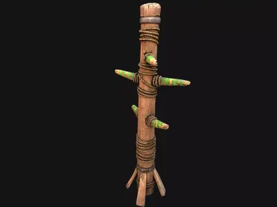Medieval Training Dummy Wooden Furniture Low-poly 3D model