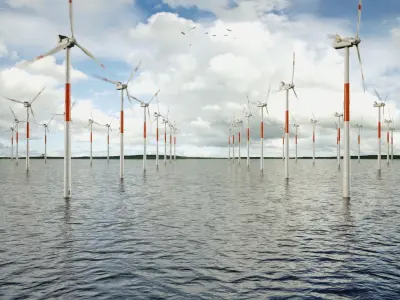 Windmills on the water Low-poly 3D model