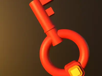 3D Key Game asset Cartoon 3D model