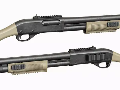 Remington 870 Shotgun Tactical Compact Low-poly 3D model