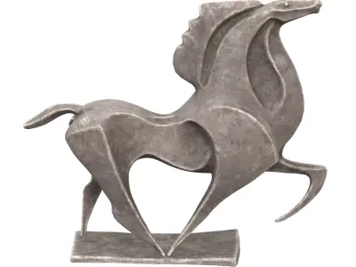 Horse abstract stone statue Low-poly 3D model