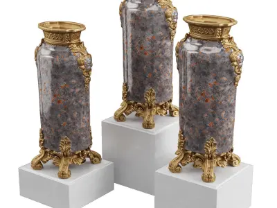 Chinese porcelain midcentury Vase Low-poly 3D model