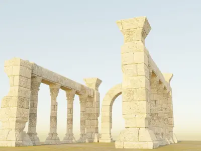 Ancient Temple Ruins Low-poly 3D model