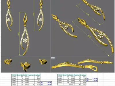 eye of the angle design earring pendent set 3D print model