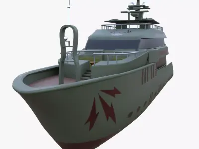 Luxury Motor Yacht Modern Stealth Vessel PBR Low-poly 3D model