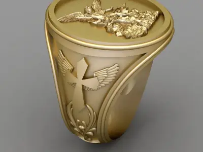 Antique Religious Ring 3D print model
