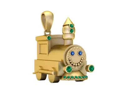  3D Gold Train Pendant Printable Model 3D print model