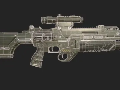 Rifle Fantasy Weapon Lowpoly Low-poly 3D model