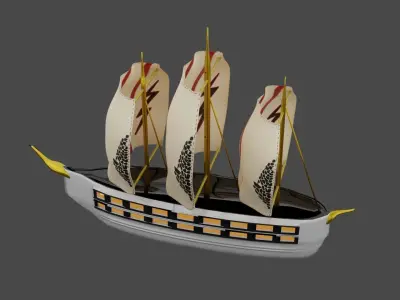 White Fancy modern Sail Ship 3D model
