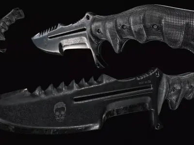 Combat knife Low-poly 3D model 3