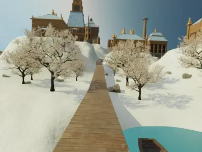 Snowy Island Village 3D model