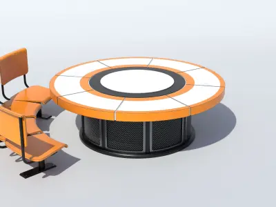 Table and Seats PBR Low-poly 3D model