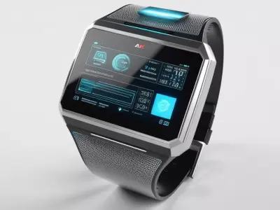 Futuristic Wrist Computer Holographic Display 3D model