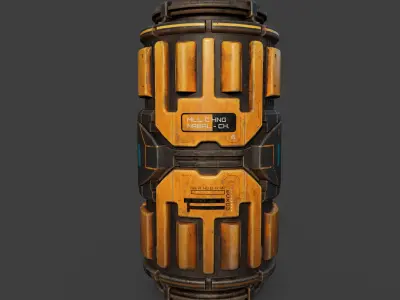 Scifi Industrial Barrel Low-poly 3D model