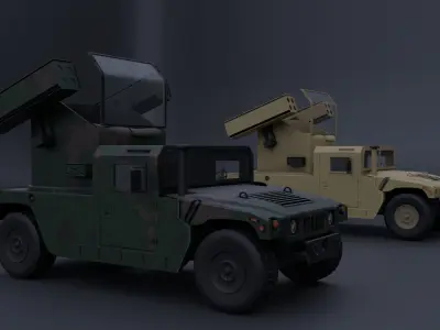 humvee military vehicle with two missiles Free 3D model