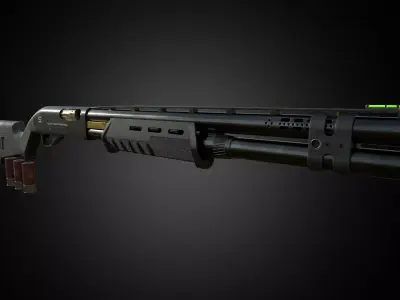 M870 Shotgun PBR Low-poly 3D model