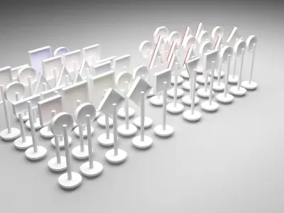 Toy Road Signs Set 3D model