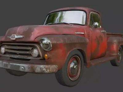 Vintage Rusty Pickup Truck 3D Model 3D model 9