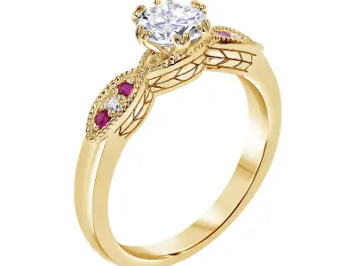 Vintage engagement ring 3D print model purchase