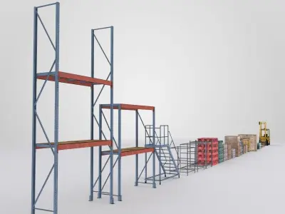 Forklift And Cargo Low-poly 3D model