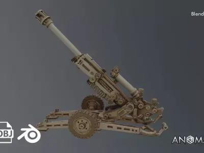 abandoned artillery prop 3D model
