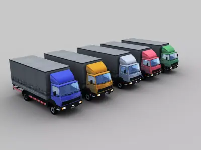 Cargo Truck With Interior Low-poly 3D model