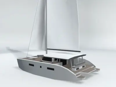 Catamaran Sail Boat LOWEST Low-poly 3D model