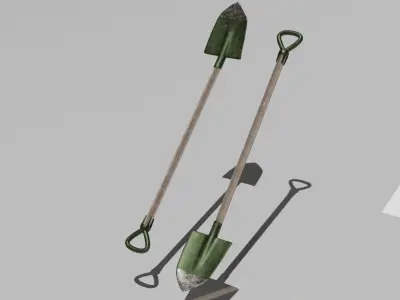 Dirty Green Shovel Free low-poly 3D model