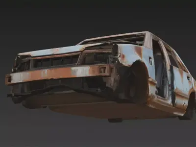 Abandoned Car Wreck Low-poly 3D model
