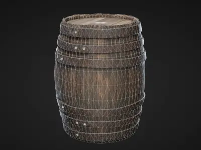 Old  Wooden Barrel Low-poly 3D model