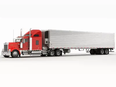 Kenworth W900 With Trailer 3D model