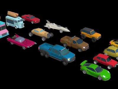 Pack cars Hypercasual Low-poly 3D model