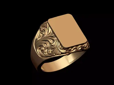 Gents Plain Signet Ring 3D print model