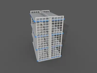 Shop market double rack shelf Low-poly 3D model