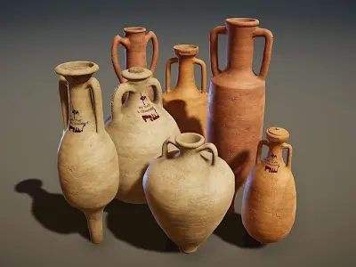Roman Amphora Pack Low-poly 3D model