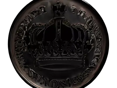 Detailed Royal Crown Silver Coin Low-poly 3D model