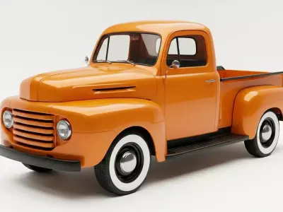 Vintage Orange Pickup Truck 3D model