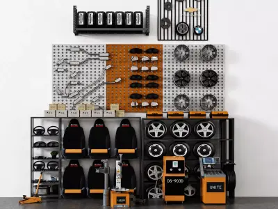 Automotive Repair Garage Equipment Collection 3D model