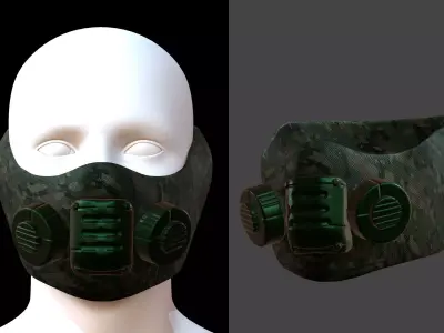 Gas mask helmet 3d model scifi Low-poly  Low-poly 3D model 34