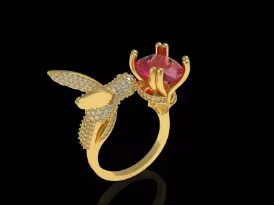 The Hummingbird Ring 3D print model