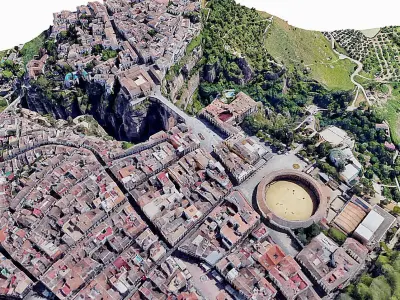Ronda-bridge-cliff city in spain Low-poly 3D model