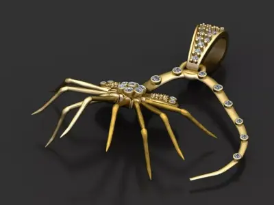 Iced-Out Alien Facehugger Diamond Pendant 3D Model 3D print model purchase